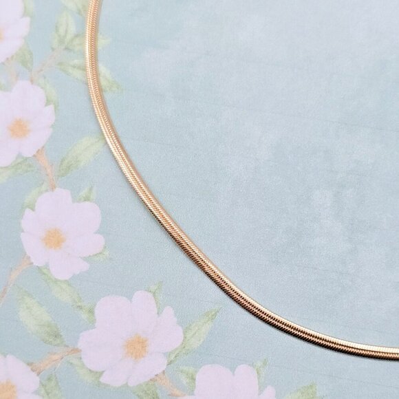 "Minimalist Rose Gold Snake Chain Necklace for Women, 17.7 Inch Length, XPNL0080 - Picture 11 of 12